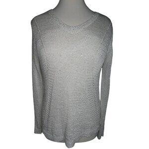 Sioni Women's White Glitter Sweater Size‎ M
